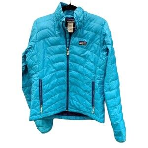Womens PATAGONIA Blue Goose Down Puffy Sweater Full Zip Sweater Jacket Small